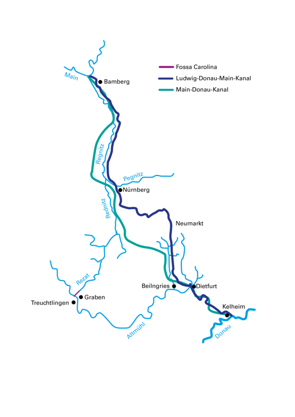 Verlauf Main-Donau-Kanal | © Wasserstraßen- und Schifffahrtsamt Nürnberg
